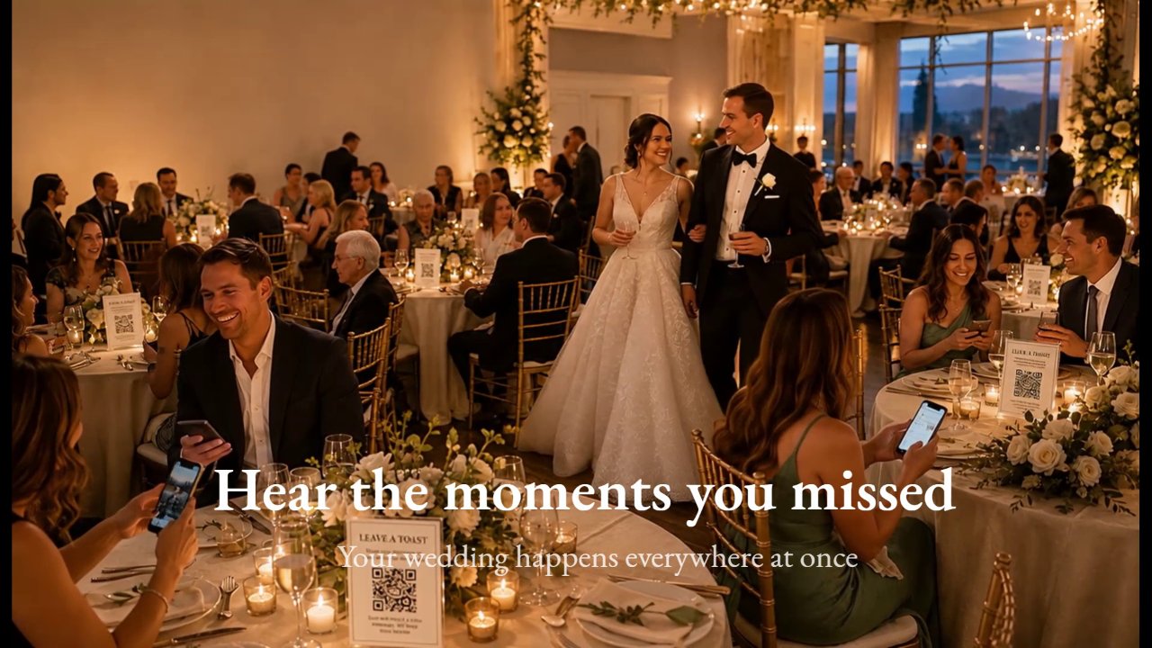 The Video Guest Book Kit set on a reception table