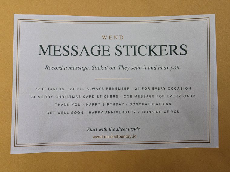 The kraft envelope with the Message Stickers label